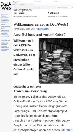 Vorschau der mobilen Webseite www.dadaweb.de, Anarchismus-Datenbank (DadA)