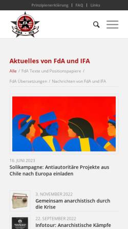 Vorschau der mobilen Webseite fda-ifa.org, Anarchistische Federation Deutschland