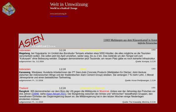 Vorschau von www.umwaelzung.de, Welt in Umwaelzung - Asien Aktuell