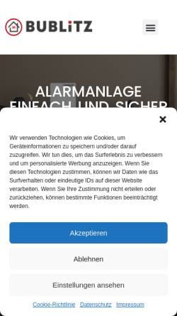 Vorschau der mobilen Webseite www.bublitz-alarm.de, Werner Bublitz - Sicherheitstechnik
