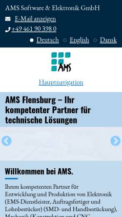 Vorschau der mobilen Webseite amsde.com, AMS Software & Elektronik GmbH
