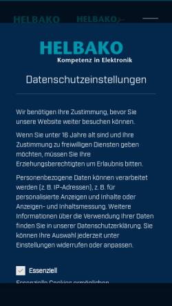 Vorschau der mobilen Webseite www.helbako.de, Helbako Elektronik-Baugruppen GmbH & Co. KG
