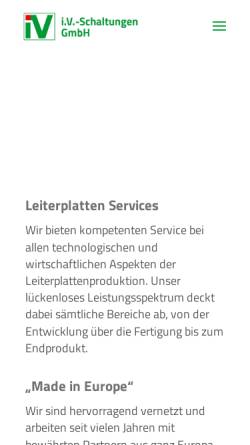 Vorschau der mobilen Webseite www.iv-schaltungen.de, I.V.-Schaltungen GmbH