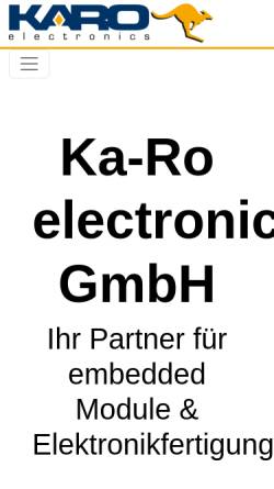Vorschau der mobilen Webseite www.karo-electronics.de, Ka-Ro electronics Fertigungsgesellschaft mbH