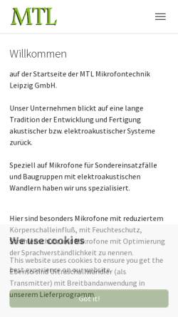 Vorschau der mobilen Webseite www.mikrofonleipzig.de, MTL Mikrofontechnik Leipzig GmbH