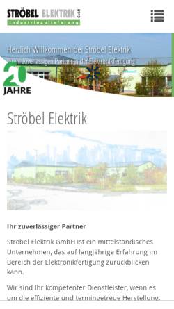 Vorschau der mobilen Webseite www.stroebel-elektrik.de, Ströbel-Elektrik GmbH Industriezulieferung