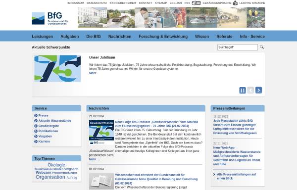 Vorschau von www.bafg.de, Bundesanstalt für Gewässerkunde