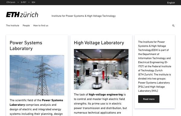 Vorschau von www.eeh.ee.ethz.ch, Institut für Elektrische Energieübertragung und Hochspannungstechnik (EEH)