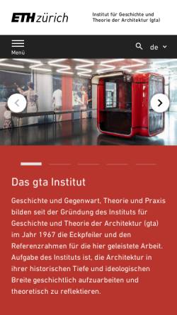 Vorschau der mobilen Webseite www.gta.arch.ethz.ch, Institut für Geschichte und Theorie der Architektur (gta)
