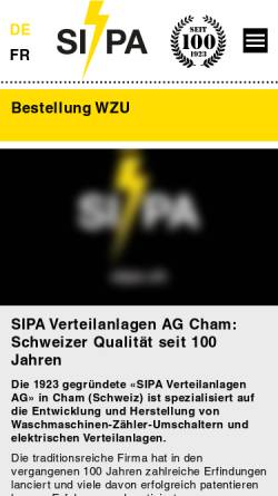 Vorschau der mobilen Webseite www.sipa.ch, Sipa AG, Datatechnique, Neuheim