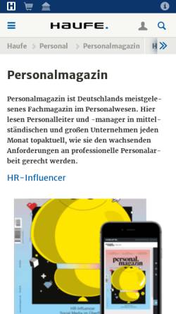Vorschau der mobilen Webseite www.personal-magazin.de, Personal Magazin