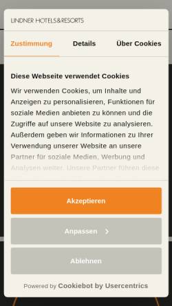 Vorschau der mobilen Webseite www.lindner.de, Lindner Hotels AG