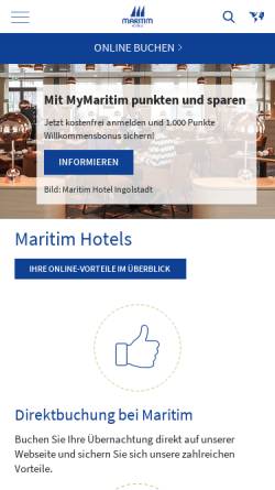 Vorschau der mobilen Webseite www.maritim.de, Maritim Hotels