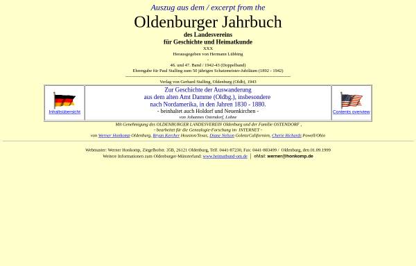 Oldenburger Jahrbuch, Zur Geschichte der Auswanderung aus dem alten Amt Damme (Oldbg.)
