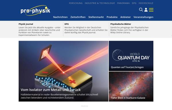 Vorschau von www.pro-physik.de, Pro-Physik.de