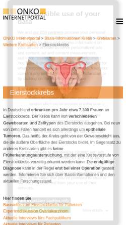 Vorschau der mobilen Webseite www.krebsgesellschaft.de, Eierstockkrebs, Ovarialkarzinom