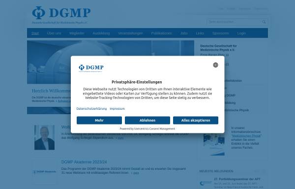 Vorschau von www.dgmp.de, Deutsche Gesellschaft für Medizinische Physik e.V. (DGMP)