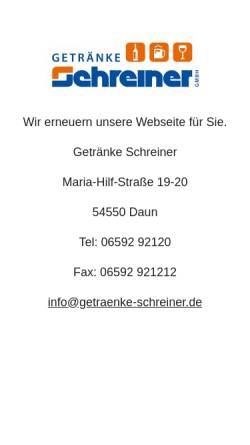 Vorschau der mobilen Webseite getraenke-schreiner.de, Getränke-Fachgroßhandel Nik. Schreiner Wwe. GmbH