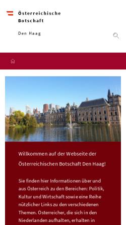 Vorschau der mobilen Webseite www.bmeia.gv.at, Österreichische Botschaft Den Haag