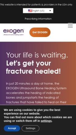 Vorschau der mobilen Webseite www.exogen.de, Exogen - Ultraschalltherapie