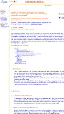 Vorschau der mobilen Webseite www.patientenleitlinien.de, Patientenleitlinie Dekubitus
