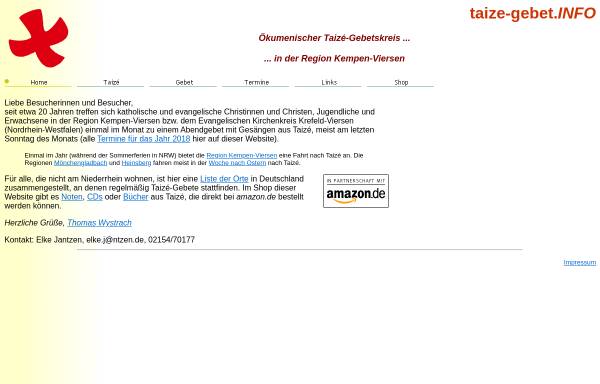 Vorschau von www.taize-gebet.info, Ökumenischer Taizé-Gebetskreis in der Region Kempen-Viersen