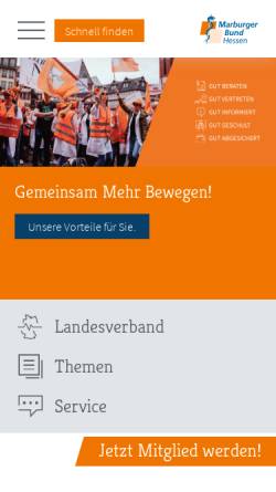 Vorschau der mobilen Webseite www.mbhessen.de, Marburger Bund - Landesverband Hessen
