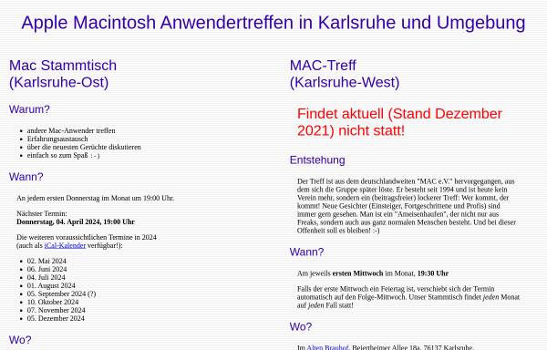 Vorschau von www.mac-ka.de, Anwendertreffen in Karlsruhe und Umgebung