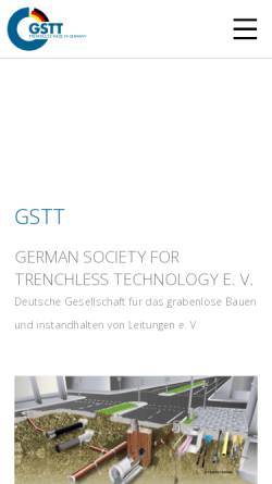 Vorschau der mobilen Webseite gstt.de, Deutsche Gesellschaft für grabenloses Bauen und Instandhalten von Leitungen e.V.