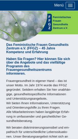 Vorschau der mobilen Webseite www.ffgz.de, FFGZ - Feministisches Frauen Gesundheitszentrum Berlin e.V.