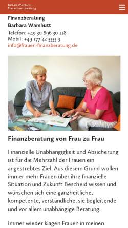 Vorschau der mobilen Webseite www.frauen-finanzberatung.de, Finesse - Die unabhängige Frauen-Finanzberatung