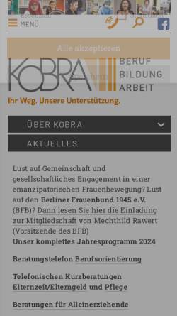 Vorschau der mobilen Webseite www.kobra-berlin.de, Kobra - Gleichstellung und Berufs- und Personalentwicklung