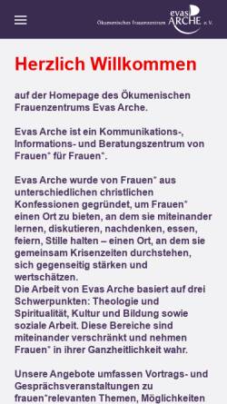 Vorschau der mobilen Webseite www.evas-arche.de, Ökumenisches Frauenzentrum Evas Arche e.V.