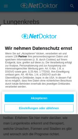 Vorschau der mobilen Webseite www.netdoktor.de, Netdoktor: Lungenkrebs