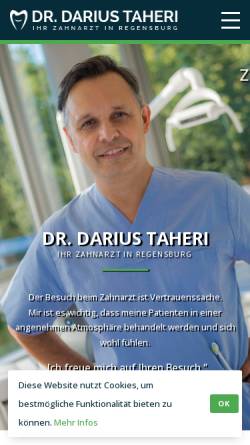 Vorschau der mobilen Webseite www.zahnarzt-dr-taheri.de, Dr. Darius Taheri