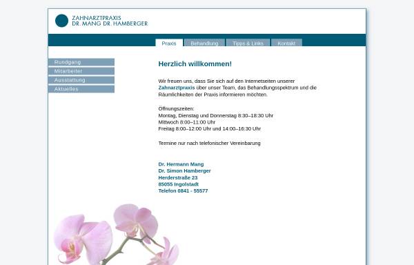 Vorschau von www.zahnarzt-mang-hamberger.de, Dr. Hermann Mang, Dr. Simon Hamberger