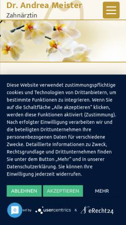 Vorschau der mobilen Webseite www.sanfte-zahnheilkunde-straubing.de, Dr. med. dent. Andrea Meister