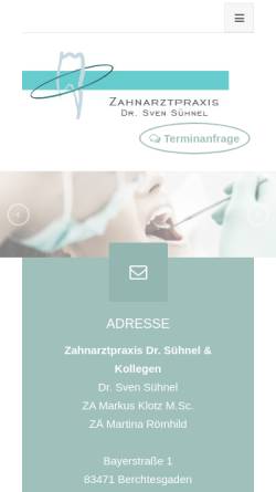 Vorschau der mobilen Webseite www.dr-suehnel.de, Dr. Sühnel Zahnarzt