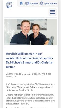 Vorschau der mobilen Webseite www.zahnaerzte-binner.de, Gemeinschaftspraxis Dres. Binner