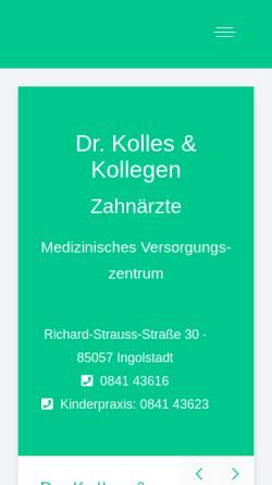 Vorschau der mobilen Webseite www.diezahnaerzte-ing.de, Gemeinschaftspraxis Dr.-medic Adele Kolles & Colin Kolles