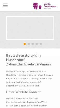 Vorschau der mobilen Webseite www.zahnarzt-hunderdorf.de, Peiler, Ralf Dr. und Sandmann, Gisela