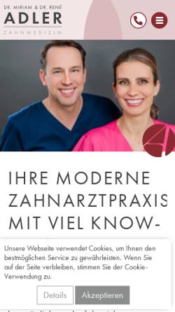 Vorschau der mobilen Webseite www.doctores-adler.de, Zahnärzte Dres. Adler