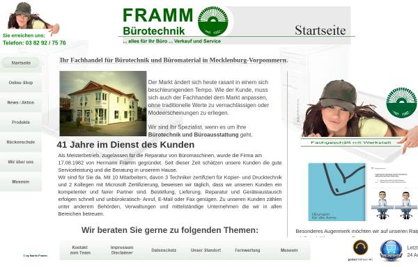 Vorschau von www.framm.de, Framm Bürotechnik, Inh. Hermann Framm