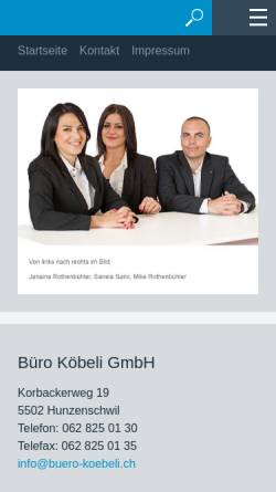 Vorschau der mobilen Webseite www.buero-koebeli.ch, Köbeli Büromaschinen AG