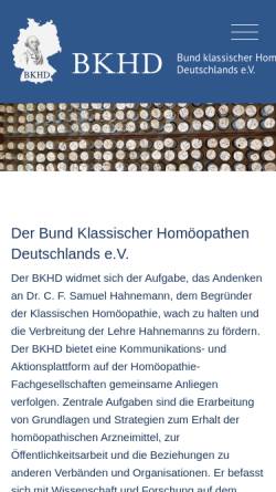 Vorschau der mobilen Webseite www.bkhd.de, BKHD - Bund Klassischer Homöopathen Deutschlands