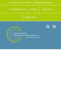 Vorschau der mobilen Webseite www.bph-online.de, Bundesverband Patienten für Homöopathie e.V.