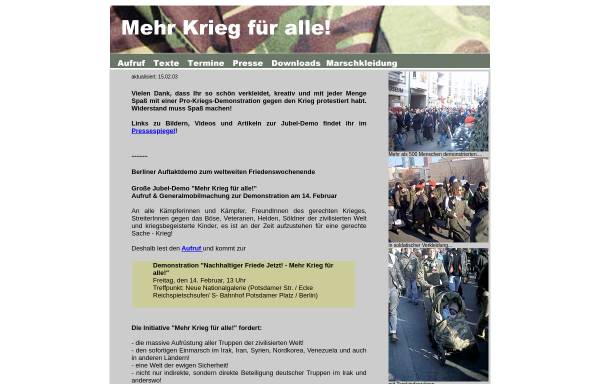 Vorschau von www.verantwortung-jetzt.de, Mehr Krieg für alle