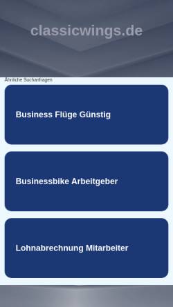 Vorschau der mobilen Webseite classicwings.de, Classic Wings GmbH
