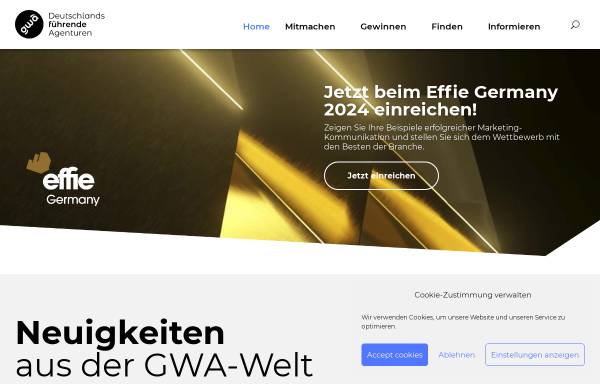 Vorschau von www.gwa.de, Gesamtverband Werbeagenturen e. V. [GWA]