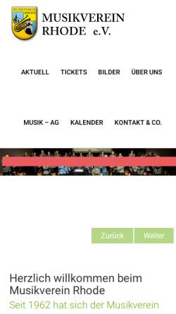 Vorschau der mobilen Webseite mv-rhode.de, Musikverein Rhode